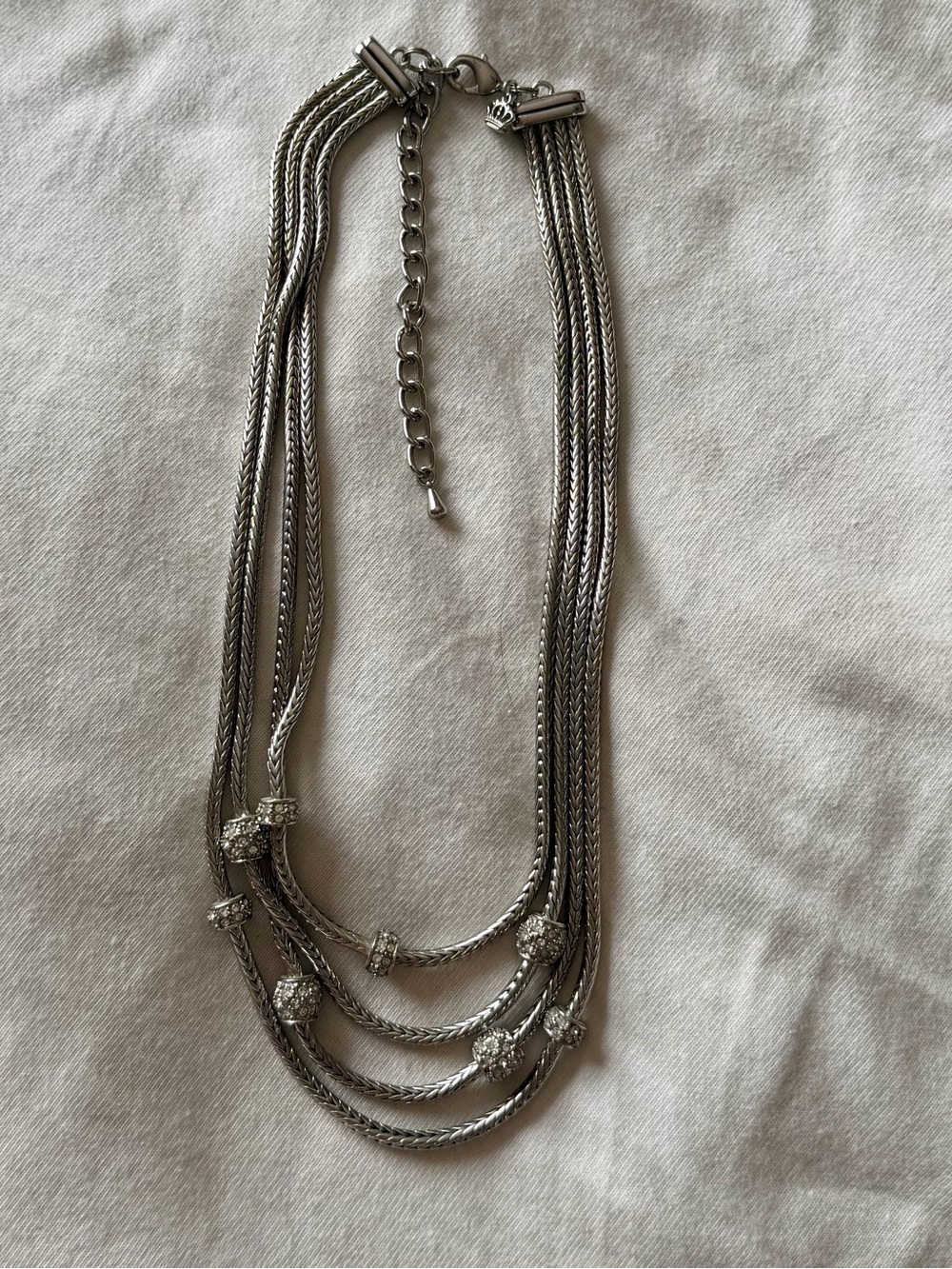 Premier Designs Silver Multi-Strand Crystal Accent Necklace